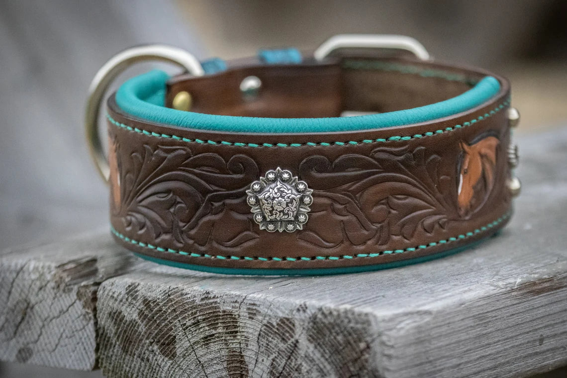 Quarter Horse Leather Dog Collar