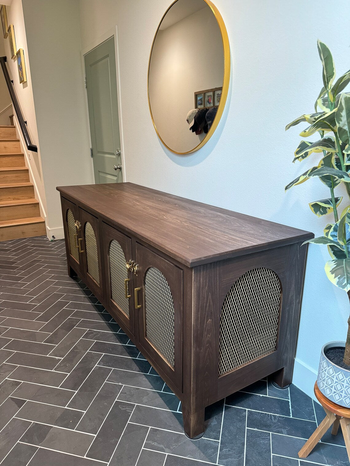 Mid Century Modern Raised Dog Crate Cabinet