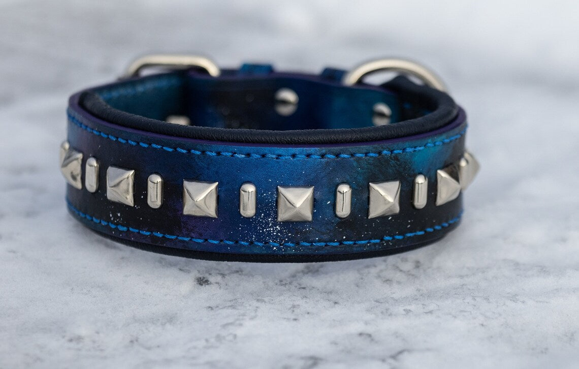 Galaxy Punk Leather Dog Collar