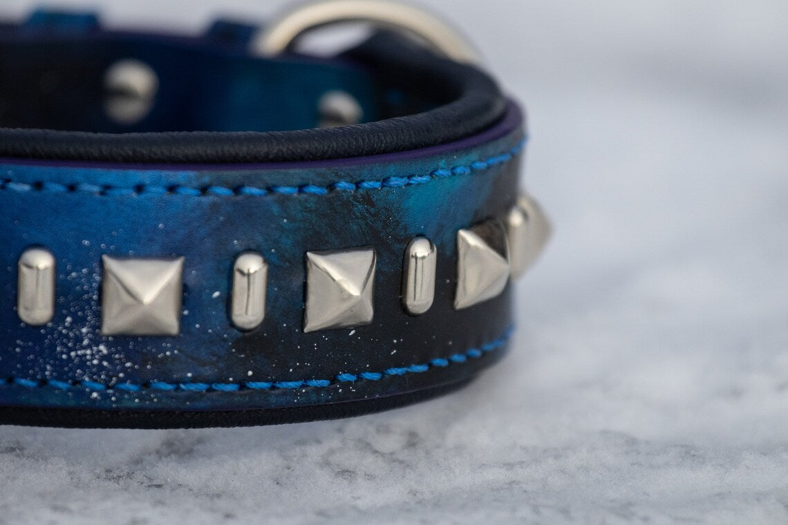 Galaxy Punk Leather Dog Collar