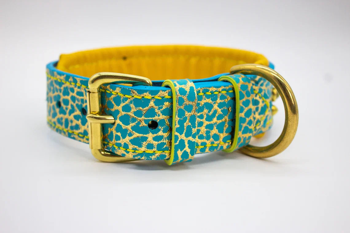 Flounder Leather Dog Collar 1.5