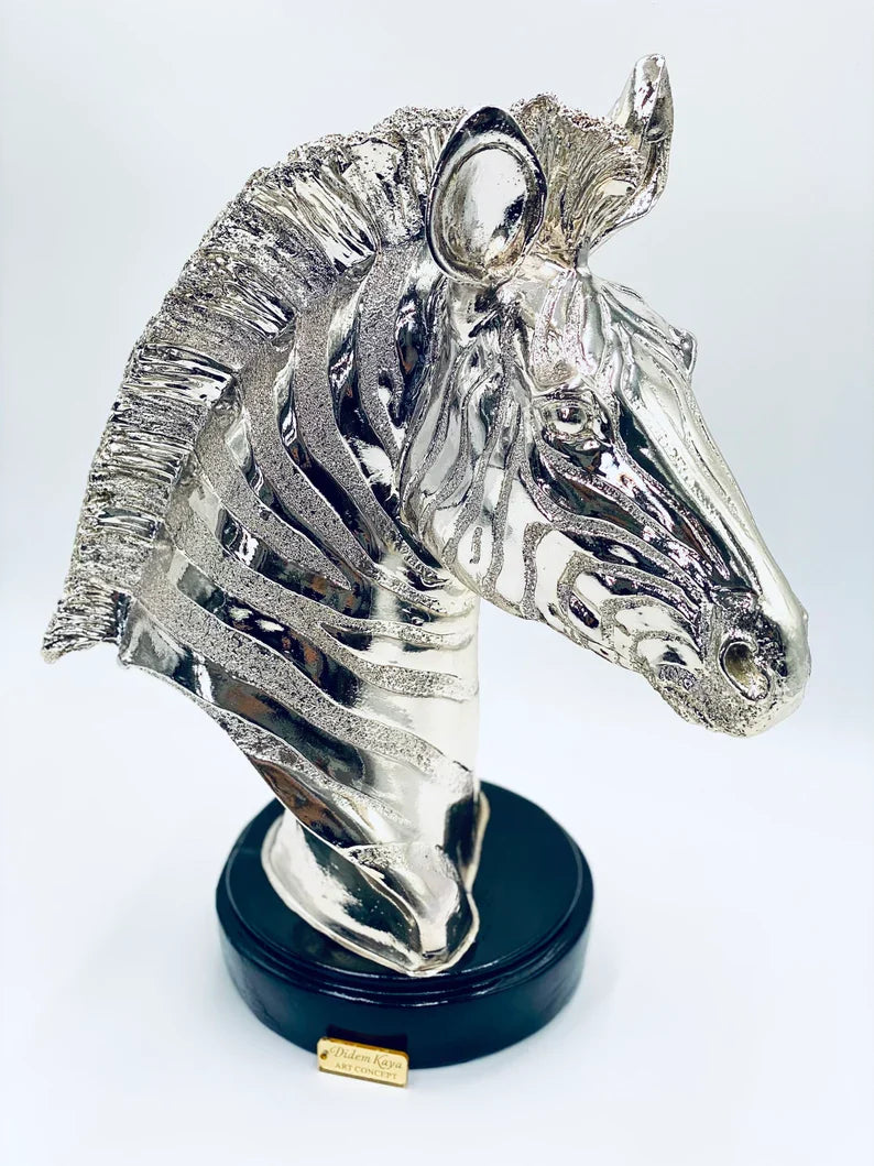 Chrome Plated Zebra Statue