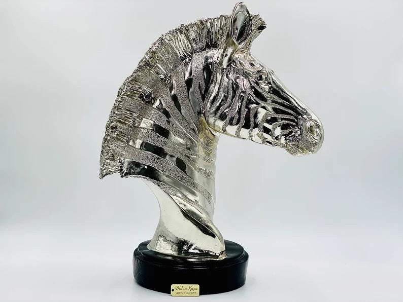 Chrome Plated Zebra Statue
