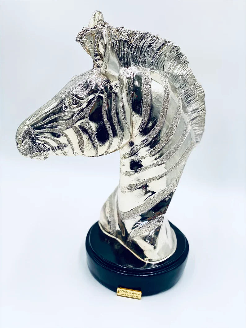 Chrome Plated Zebra Statue