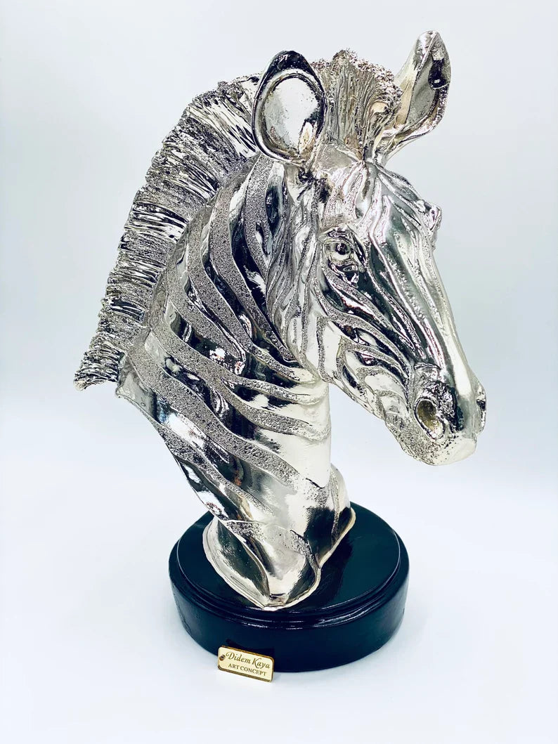 Chrome Plated Zebra Statue