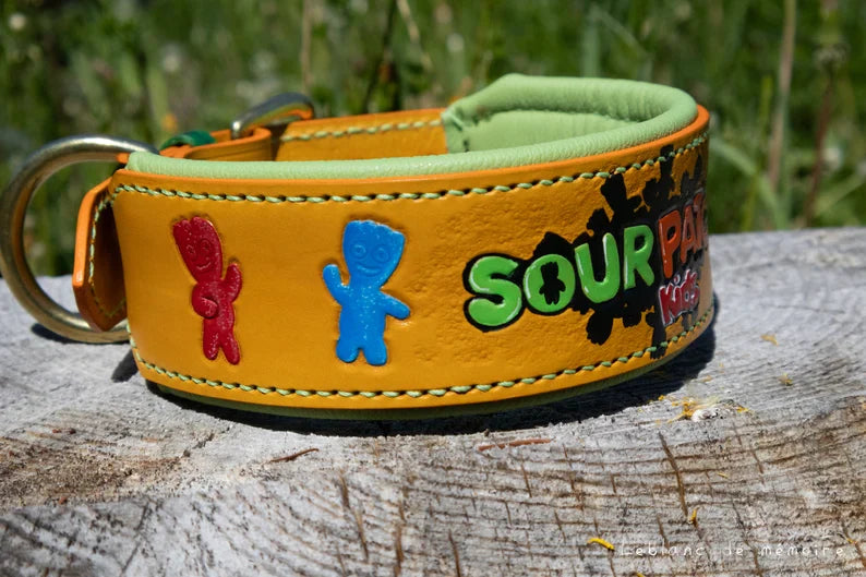 Sour Patch Kids Inspired Leather Dog Collar