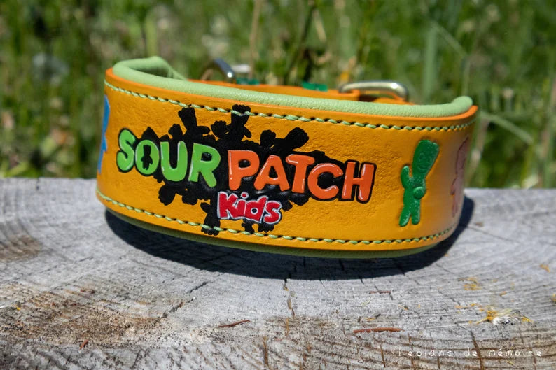 Sour Patch Kids Inspired Leather Dog Collar