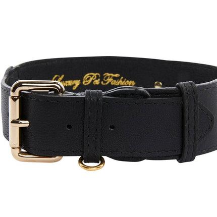 Classic Black Italian Leather Classic Collar