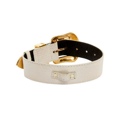 Iridescent Off White Snake Collar With Swarovski Crystal Hardware