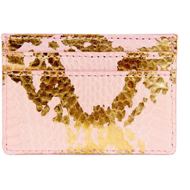 Soft Pink & Gold Snake Card Wallet