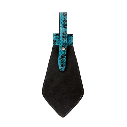 Turquoise & Black Viper Snake Tie, Backed With Italian Leather & Swarovski Crystal Closure