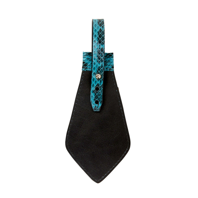 Turquoise & Black Viper Snake Tie, Backed With Italian Leather & Swarovski Crystal Closure