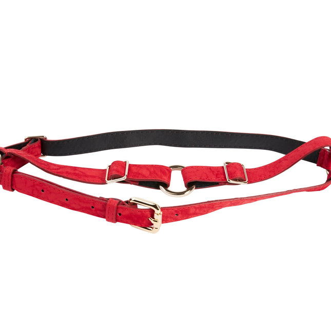 Red Italian Leather Hair On Hide Harness