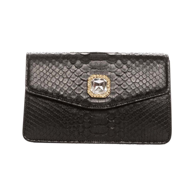 Black Python Clutch With Custom Swarovski Crystal