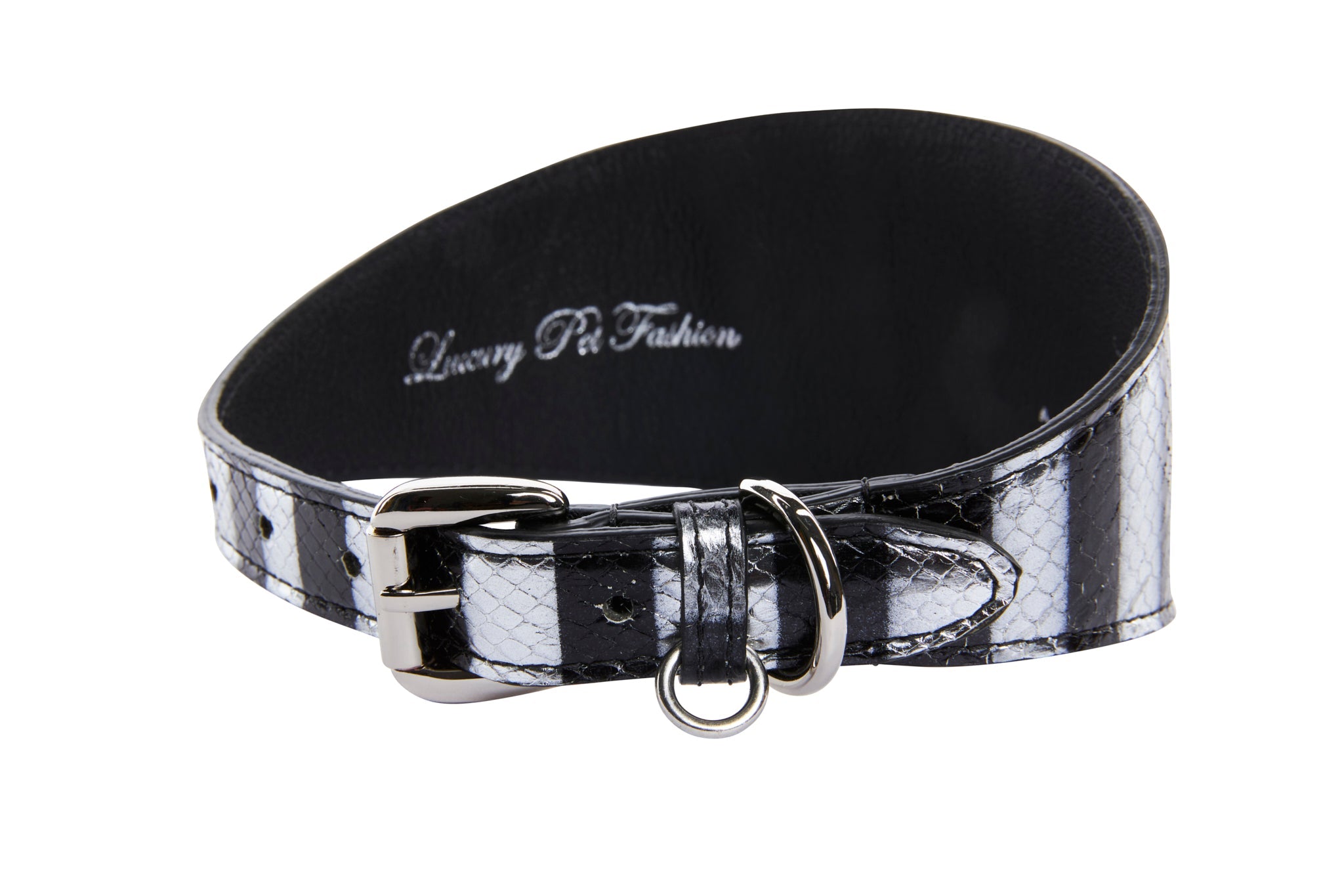 Black & Silver Stiped Snake Wide Style 3” Collar