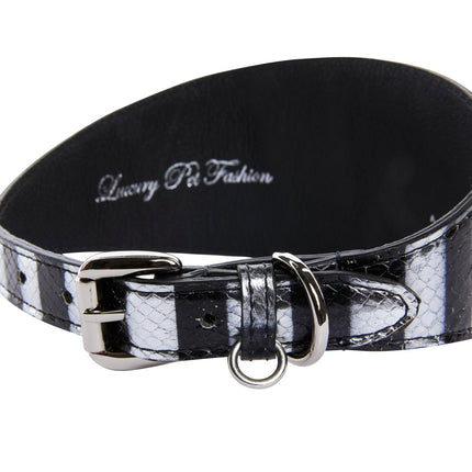 Black & Silver Stiped Snake Wide Style 3” Collar