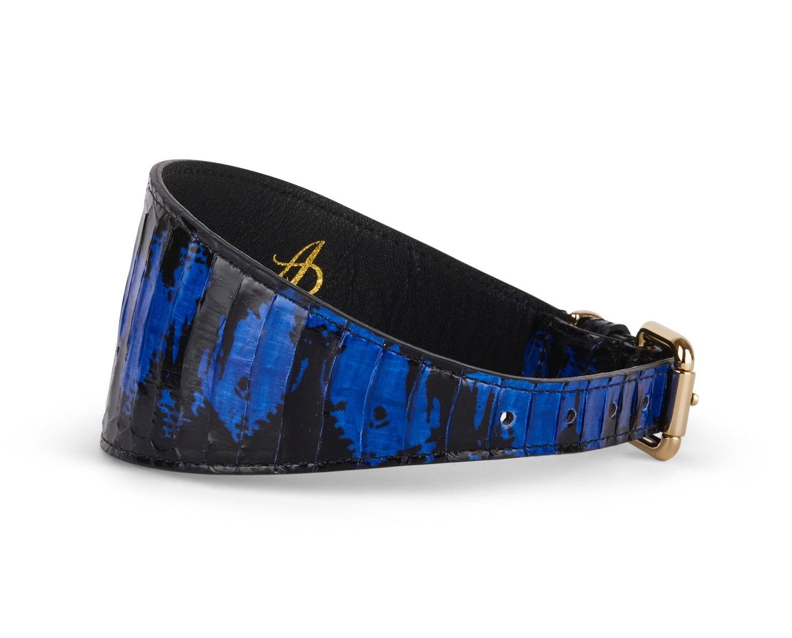 Black and Royal Blue Snake 3” Wide Style Collar