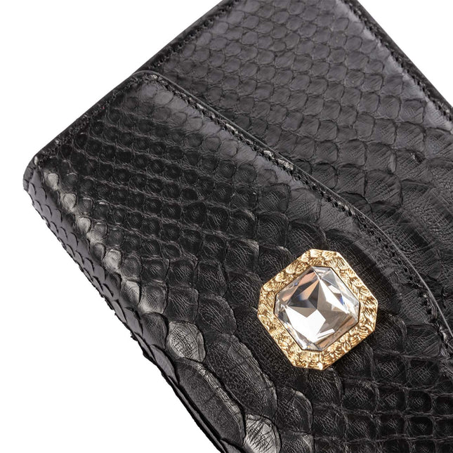 Black Python Clutch With Custom Swarovski Crystal