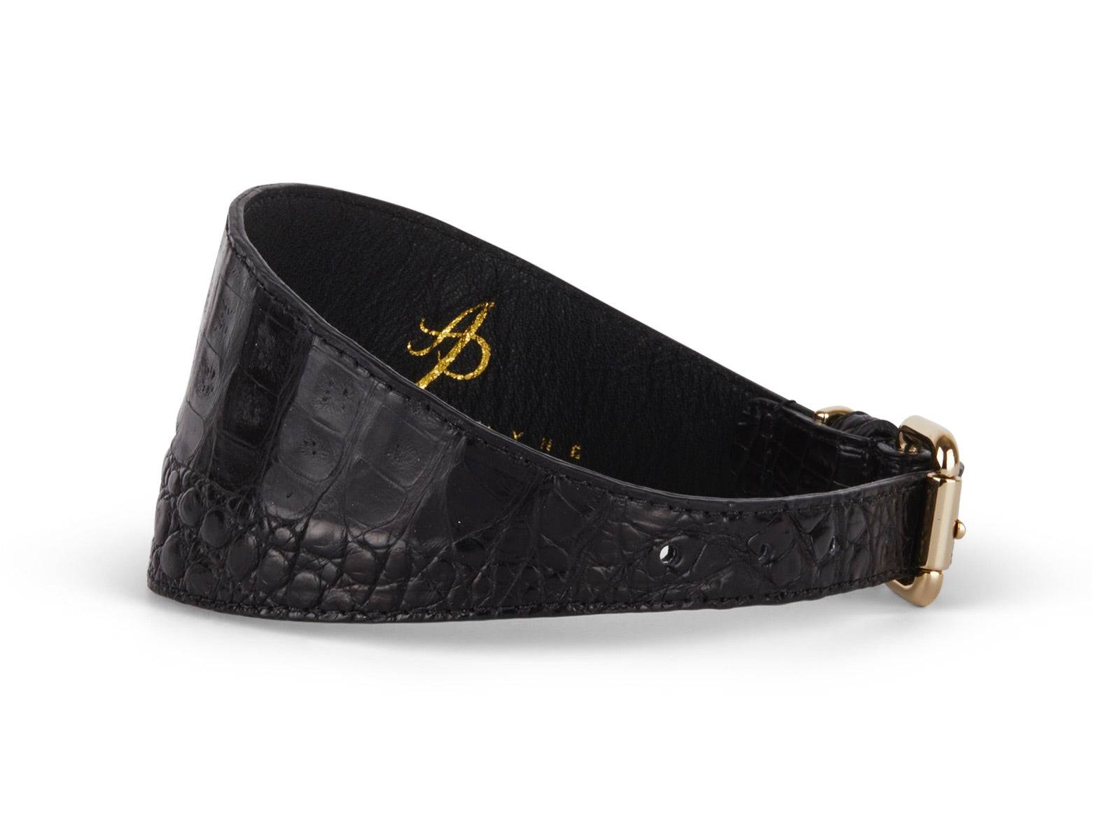 Black Croc 3” Wide Style Collar