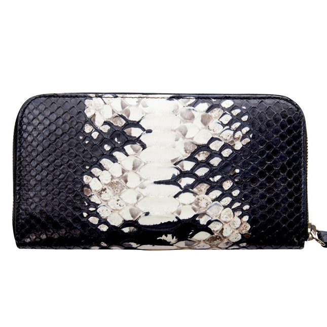 Black & White Python Zip Wallet