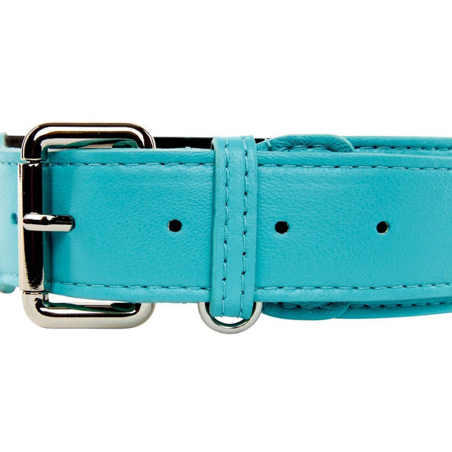 Turquoise Blue Italian Leather Classic Collar/Silver Classic Hardware