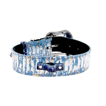 Light Blue/Dark Blue Silver Iridescent Snake/Swarovski Collar