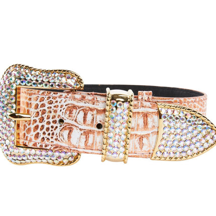 Copper Embossed Croc Italian Leather Swarovski Crystal Collar