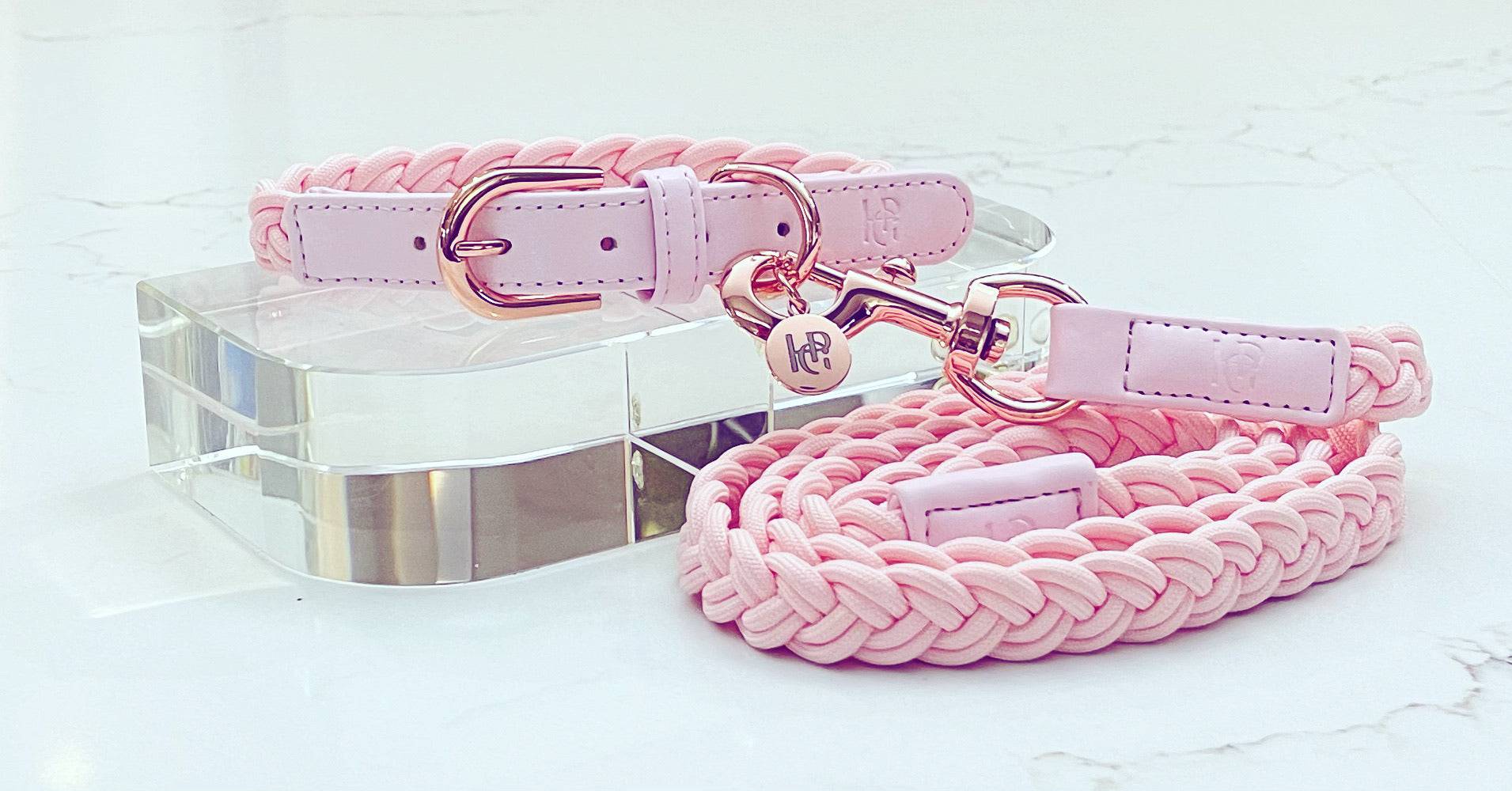 HGP ORIGINAL - Dog Collar Baby Pink Plaited