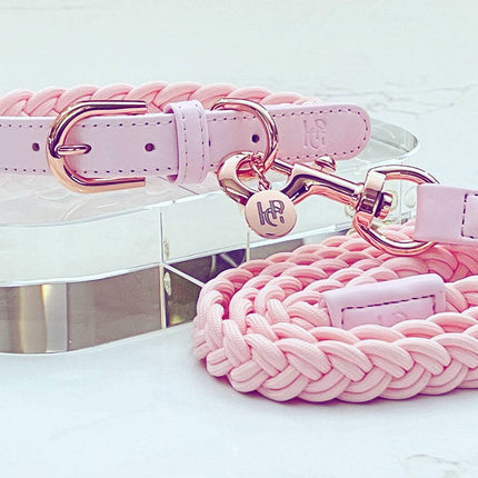 HGP ORIGINAL - Dog Collar Baby Pink Plaited