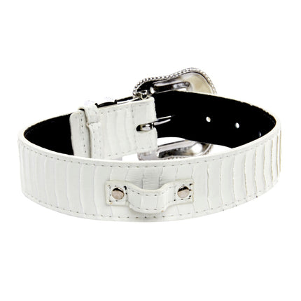 Matte White Snake Collar Set of 2. With Both Silver & Gold Swarovski Crystal Hardware