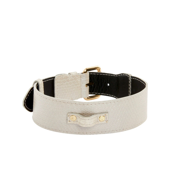 Iridescent Off White Snake Collar With Gold Classic Hardware