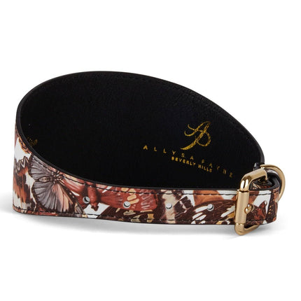 Butterfly Print Italian Leather 3” Wide Style Collar