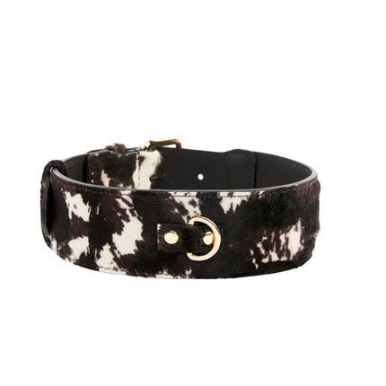 Brown, Black & White Hair On Hide Collar With Classic Gold Hardware