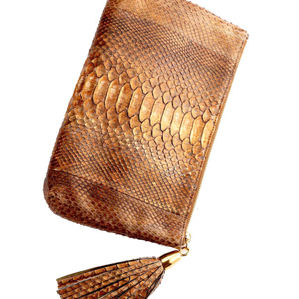 Bronze Python Clutch