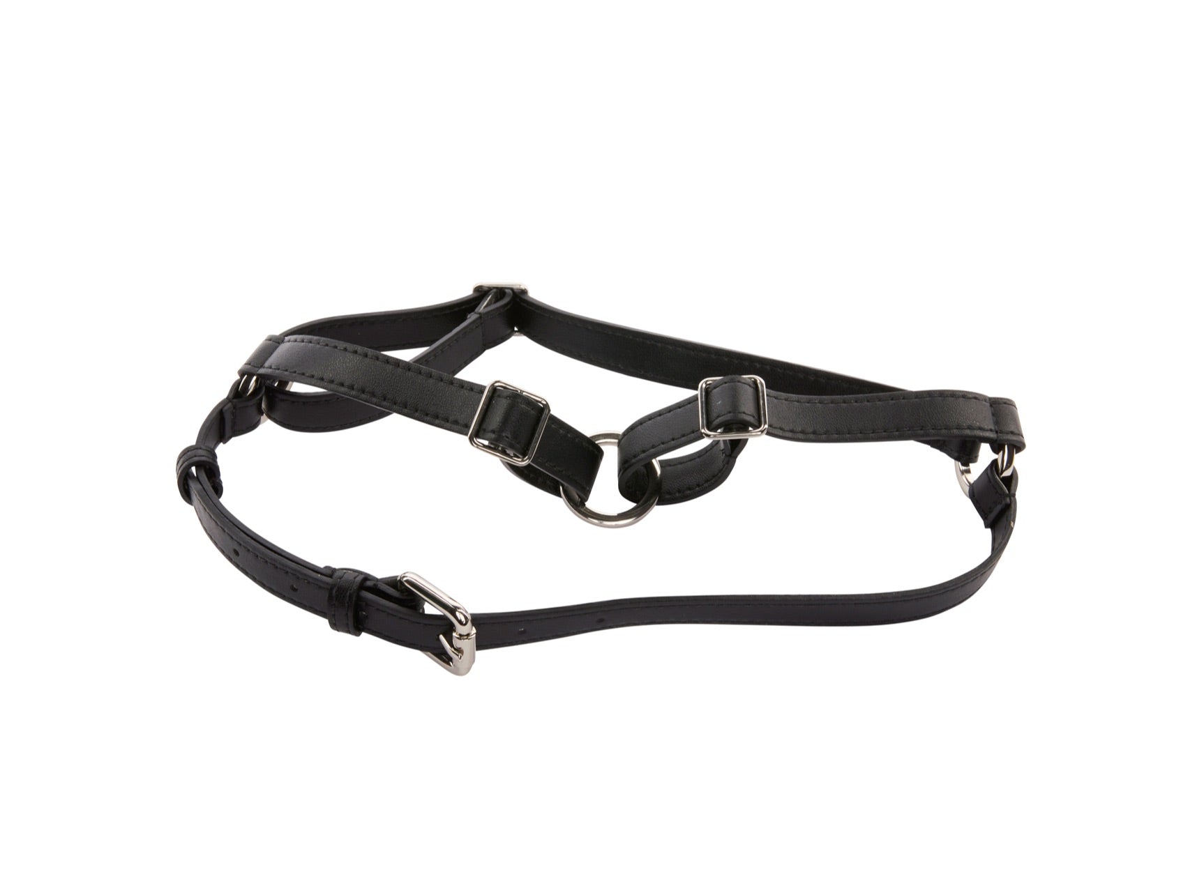 Black Vegan Leather Harness Silver Hardware