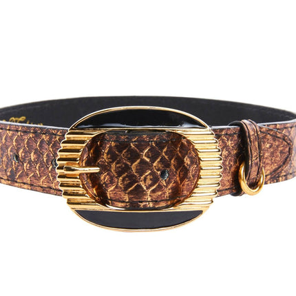 Bronze Gold Snake With Vintage Black & Gold Custom Italian Hardware Collar