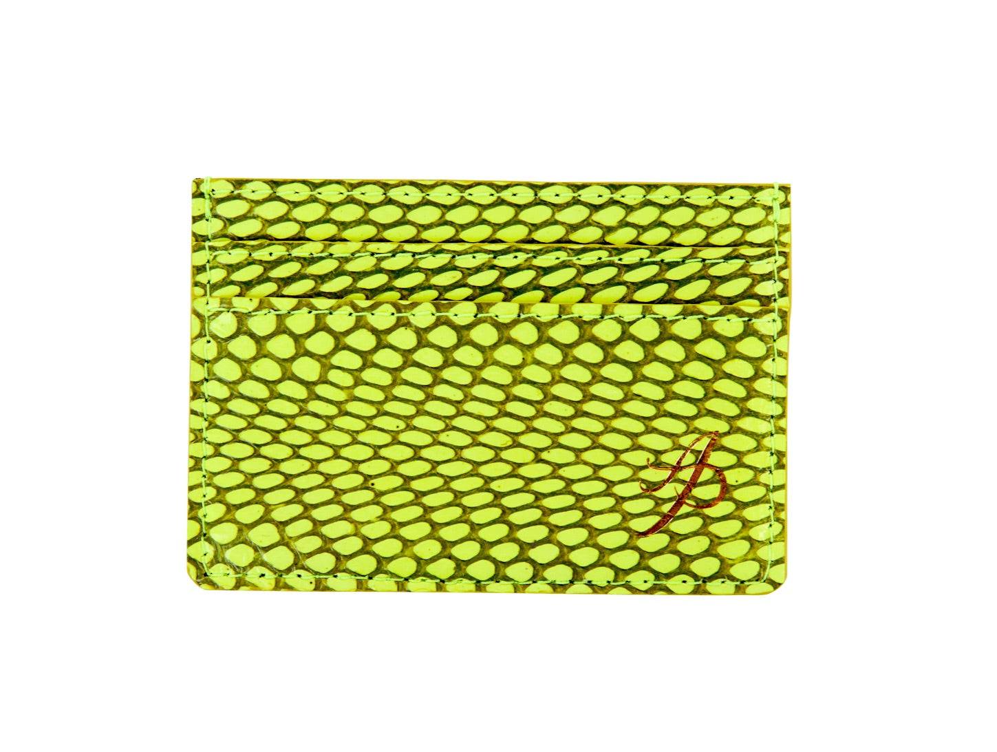 Neon Green Viper Snake Card Wallet