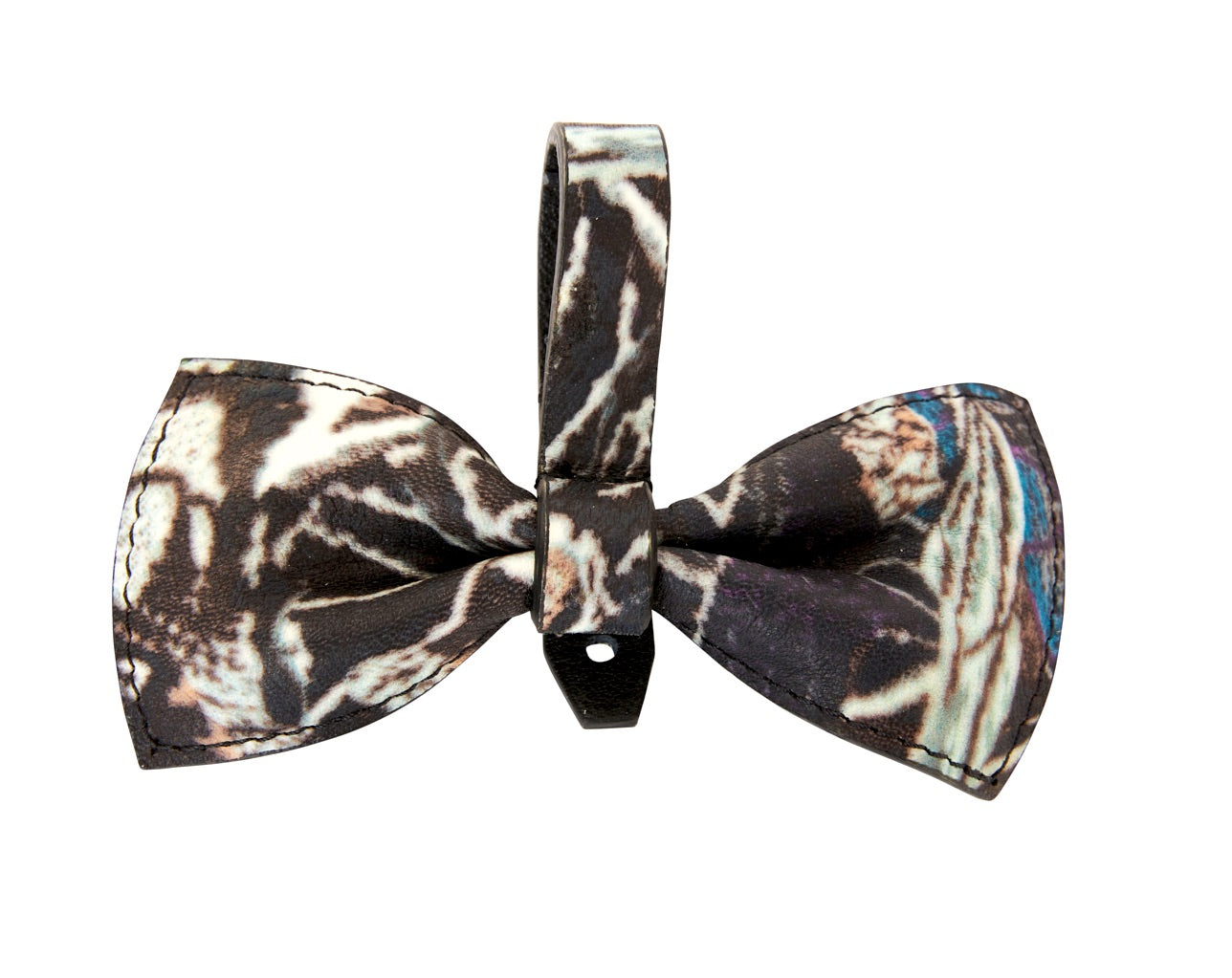 Abstract Butterfly Italian Leather Bowtie