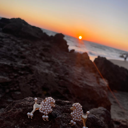 Pearl Poodle Earrings