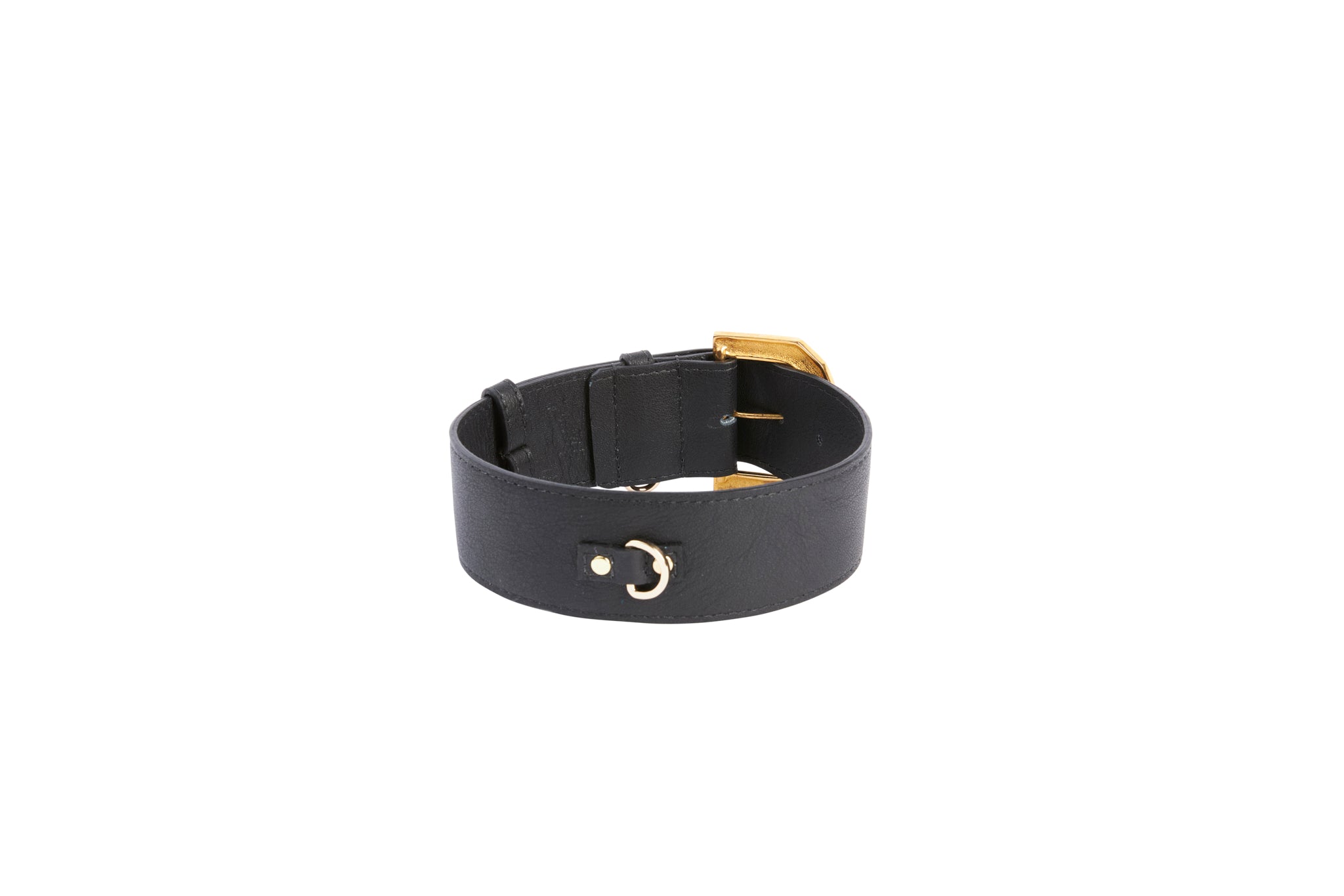 Black Italian Leather Collar With Glamorous Italian Hardware