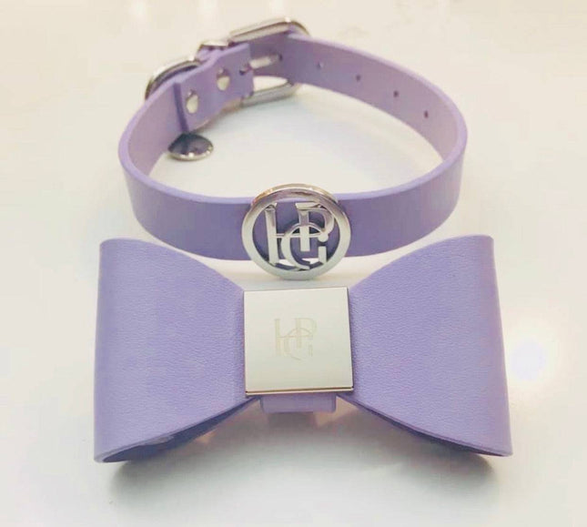 Leather Bow Collar - Lilac Hue