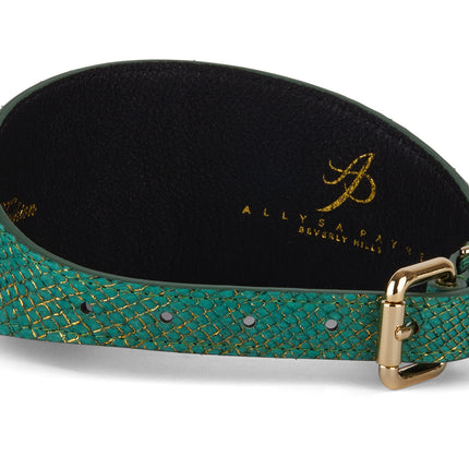 Beautiful Green & Gold 3” Wide Style Collar