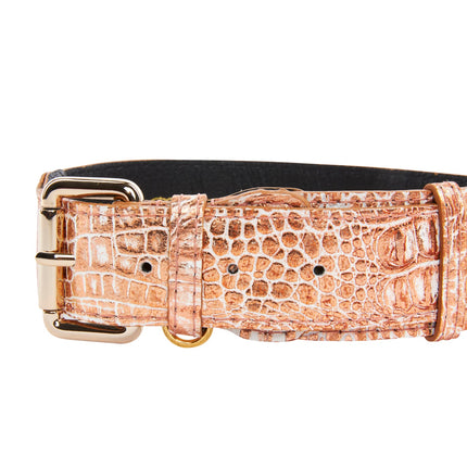 Copper Embossed Croc Italian Leather Classic Collar