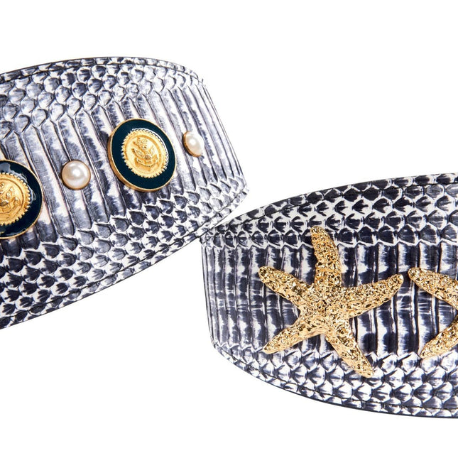 Nautical Collection. White & Navy Snake Set Of 2