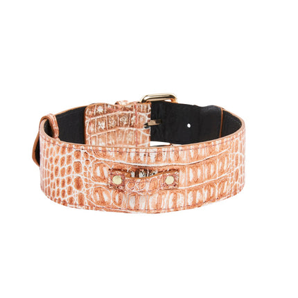 Copper Embossed Croc Italian Leather Classic Collar