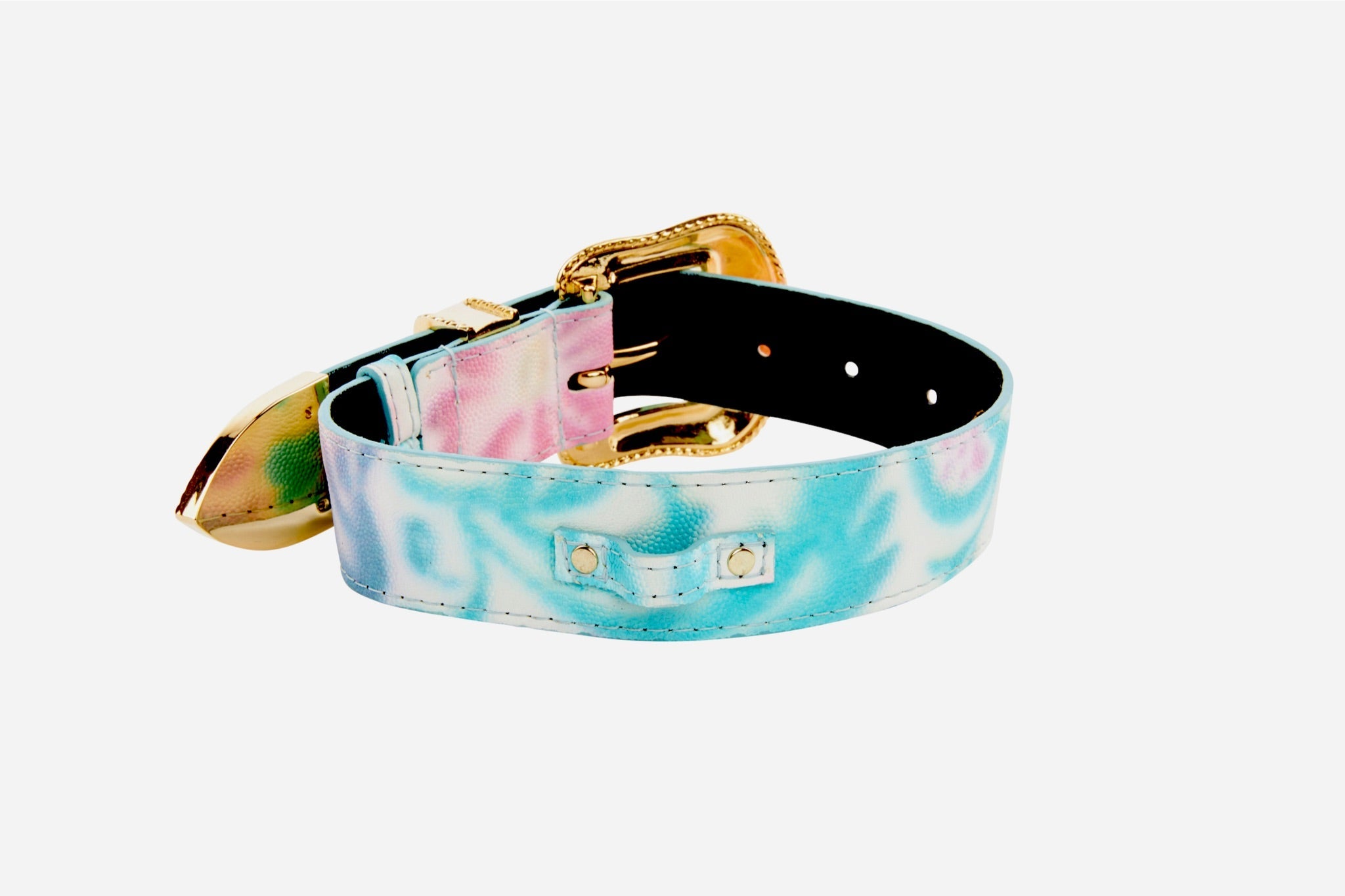 Abstract Floral Italian Leather/Swarovski Crystal Collar