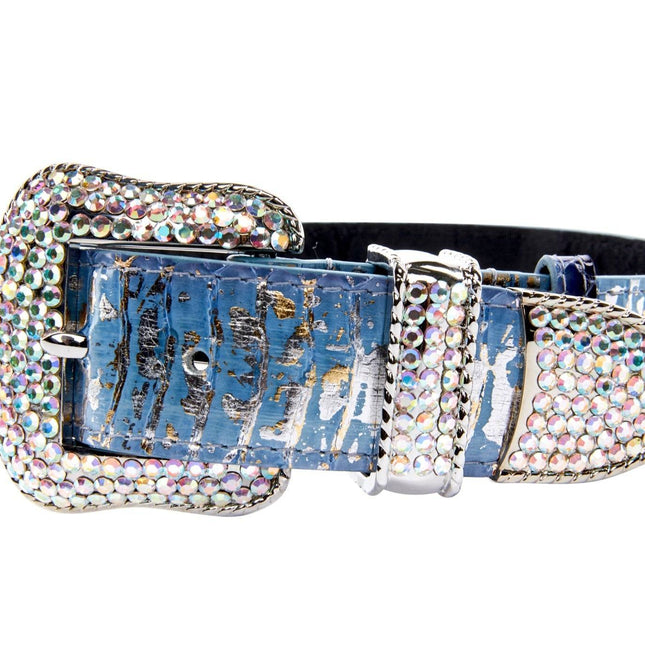 Light Blue/Dark Blue Silver Iridescent Snake/Swarovski Collar