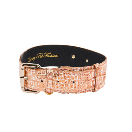 Copper Embossed Croc Italian Leather Classic Collar