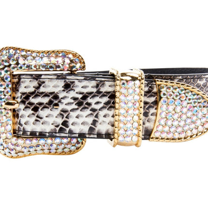 Black & White Viper Snake Collar With Gold Swarovski Crystal Hardware