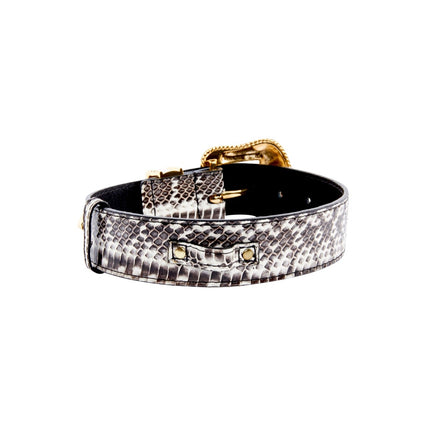 Black & White Viper Snake Collar With Gold Swarovski Crystal Hardware